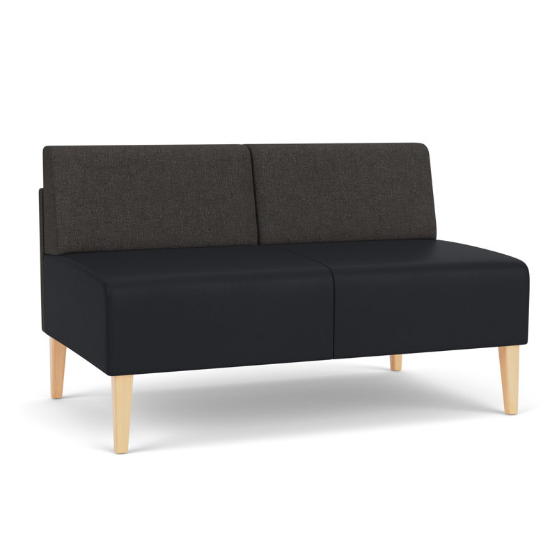 Causeuse sans accoudoirs Luxe Lounge, Bois naturel, Fumée Archetype / noir Modena