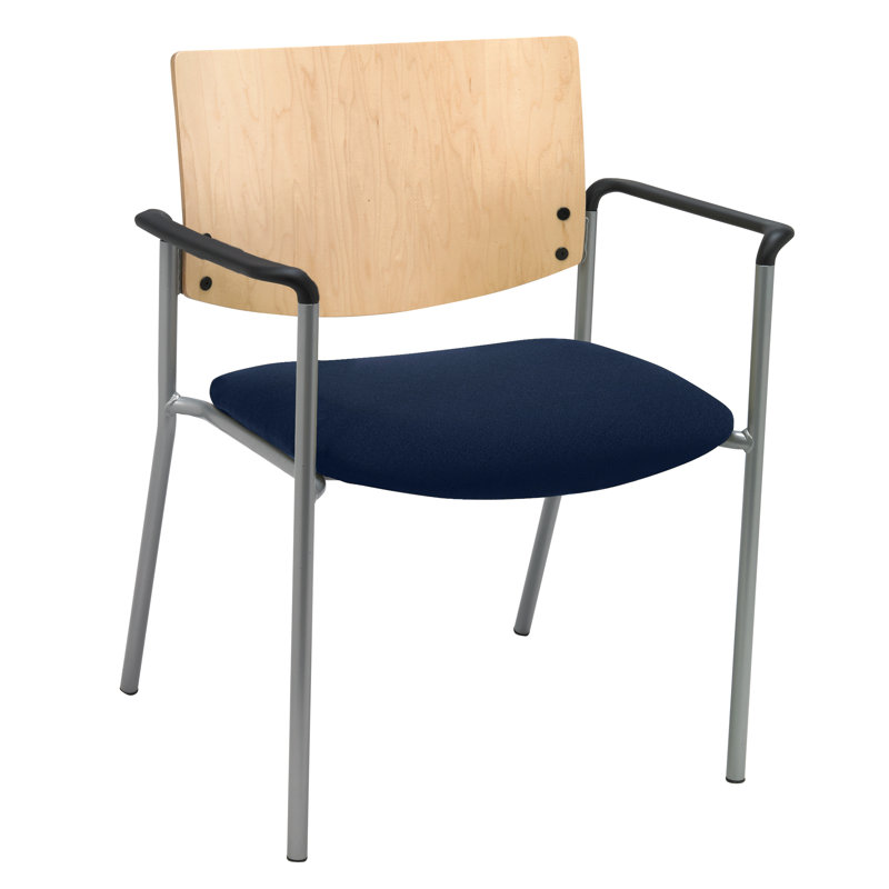 Chaise de salle d'attente empilable en vinyle Evolve, Naturel, Bleu marine