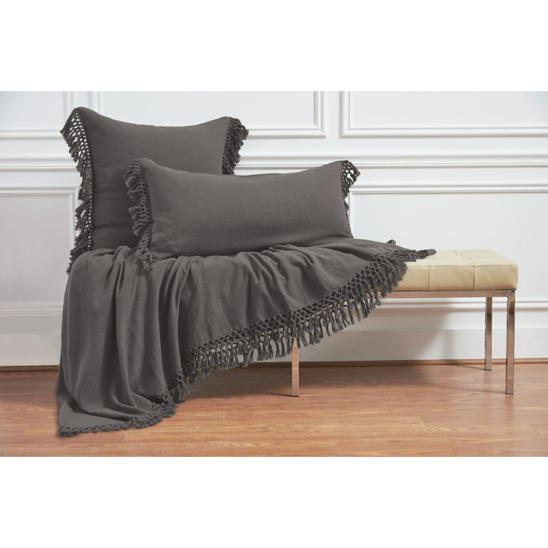 Keta Rectangular Cotton Pillow Cover & Insert, Gray