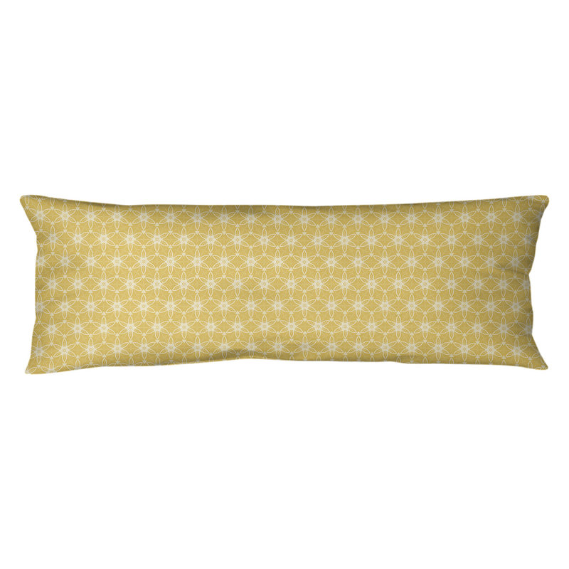 Coussin lombaire géométrique à cercles ornés, Bourre en polyester, Jaune