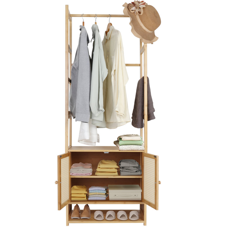Loxi 24.4'' Solid Wood Clothing Rack