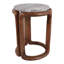 Marble Top Wood Accent Table With Round Stone Surface And Solid Frame For Living Room Bedroom Home Or Office Casual Modern Style - 18" Ivory & Brown