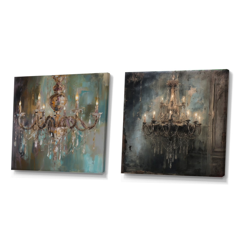 Grand lustre vitrine - ensemble de 2 collages carrés lustre Glam, H 36 po x l 73 po, Toile tendue