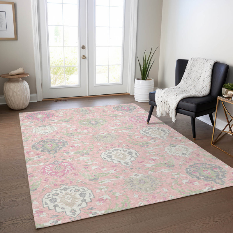 Tapis intérieur / extérieur rose Ilyara , 5' x 7'6"