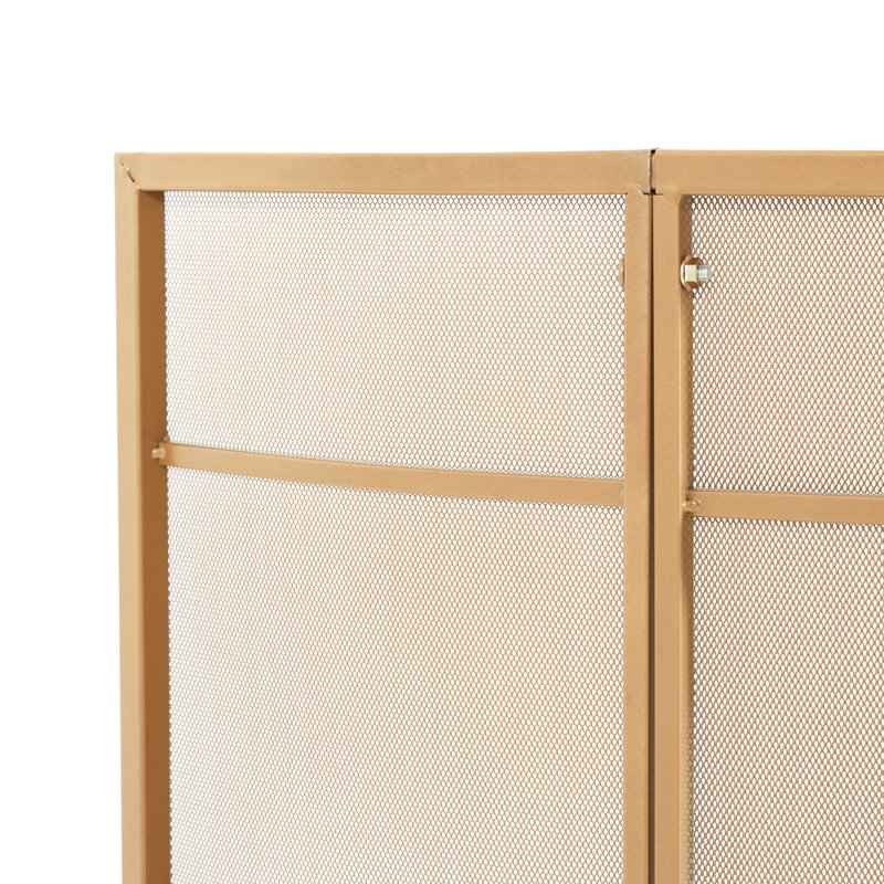 Pare-feu incurvé à 1 panneau, 96,5 cm (L) x 81,3 cm (H), protection de sécurité en fer doré, Courbe - L 38 po, Doré