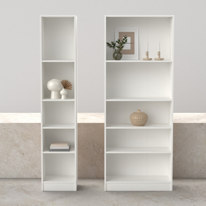 Darwen 2-Piece 80"H 5-Shelf Bookcase Set - Narrow Bookcase and Wide Bookcase