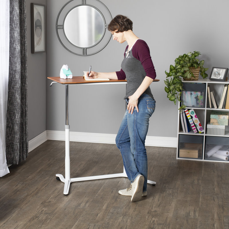 Crandell Adjustable Height Steel Standing Desk, Cherry/White