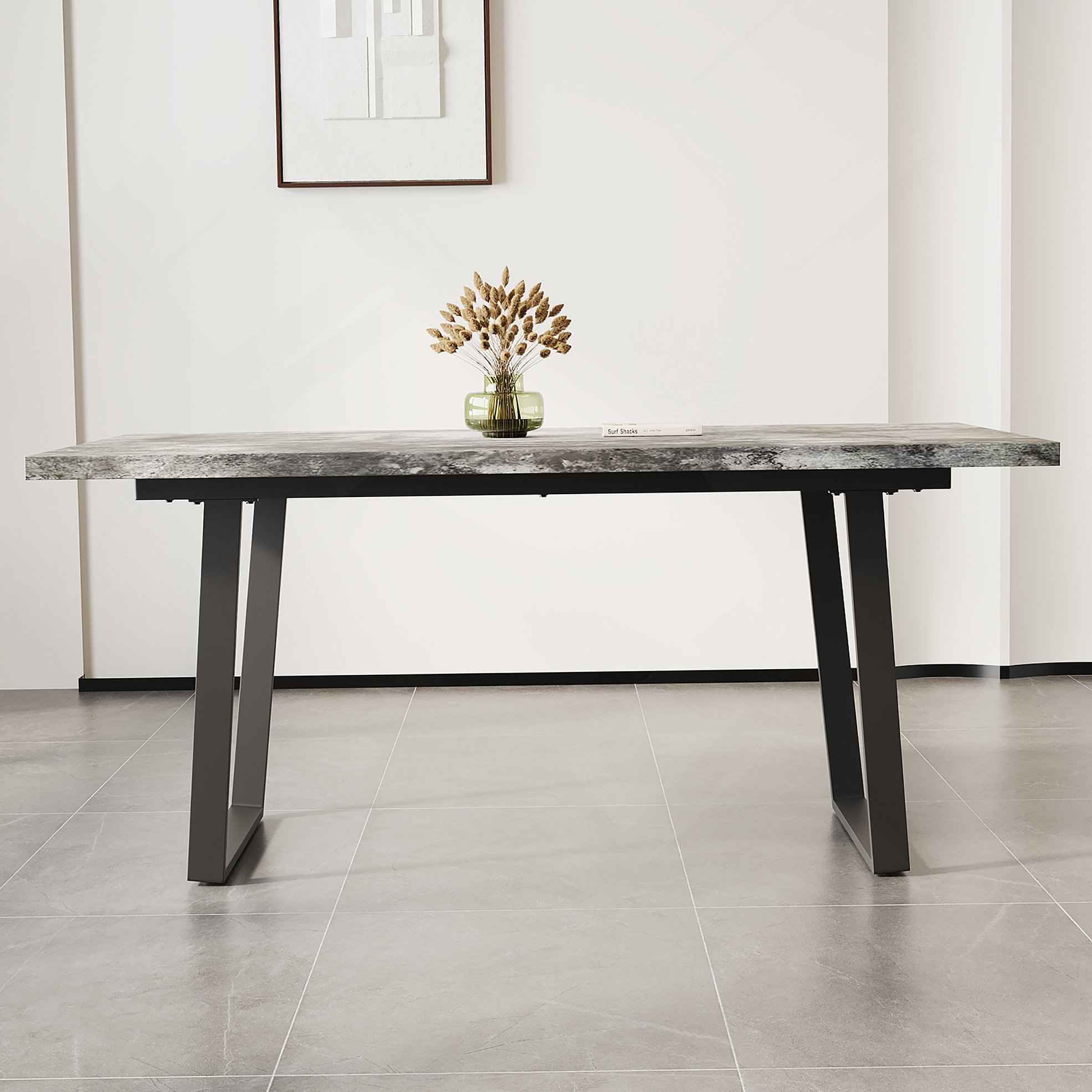 17 Stories Simple and modern design, 6-person dining table, 62.9-inch ...