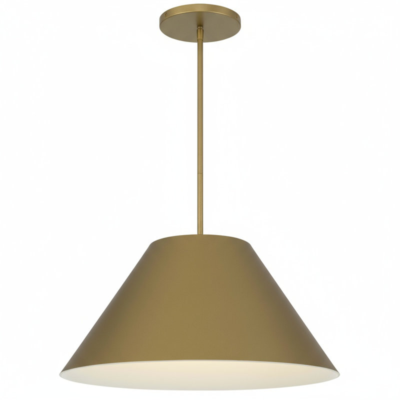 Luminaire suspendu DEL intégré en laiton, 22 pouces de diamètre, H 11 po x l 22 po x P 22 po, Brass, Laiton