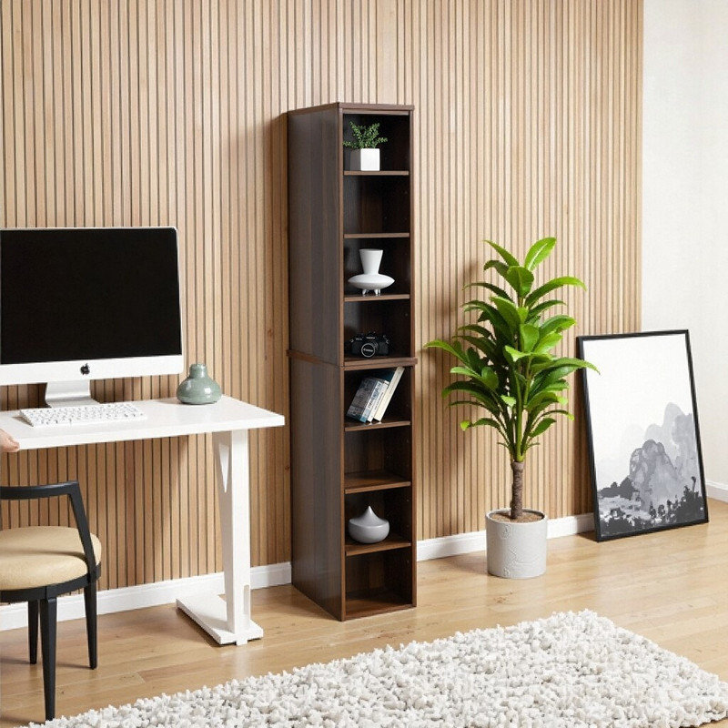 Bibliothèque modulaire à 8 niveaux avec rangement vertical, Gris