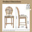 Chaises de bar rembourrées de style champêtre français de 26 po de hauteur, de 2, avec dossier, techniques de sculpture et de tréfilage, lin en coton doux, structure en bois massif, pour restaurant, beige avec rond naturel