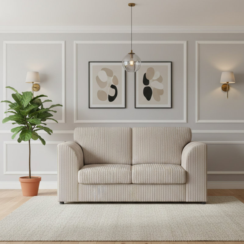 2 Seater Corduroy Sofa, Cream