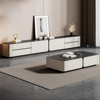 Floor standing TV stand paired with coffee table