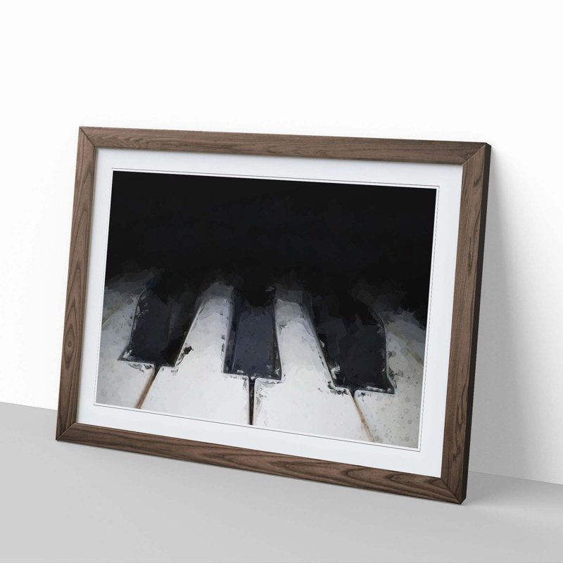 Keys of the Piano in Abstract - Picture Frame Graphic Art Print, Walnut, 35cm H x 50cm W x 2cm D