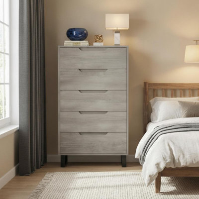 5 Dresser for Bedroom, 50.5" Tall Dresser, Freestanding Horizontal Drawer with Storage, Wooden Closet Chest Storage for Living Room, Hallway, Entryway