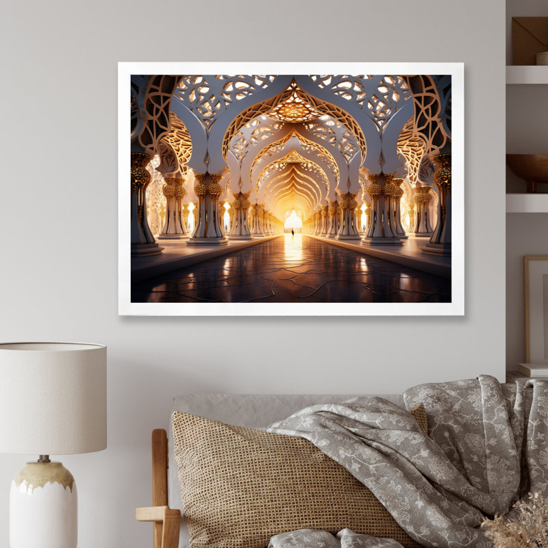 Art de l'Islam, Architecture islamique II - Art mural de l'Islam, H 12 po x l 20 po x P 1 po, Cadre simple blanc