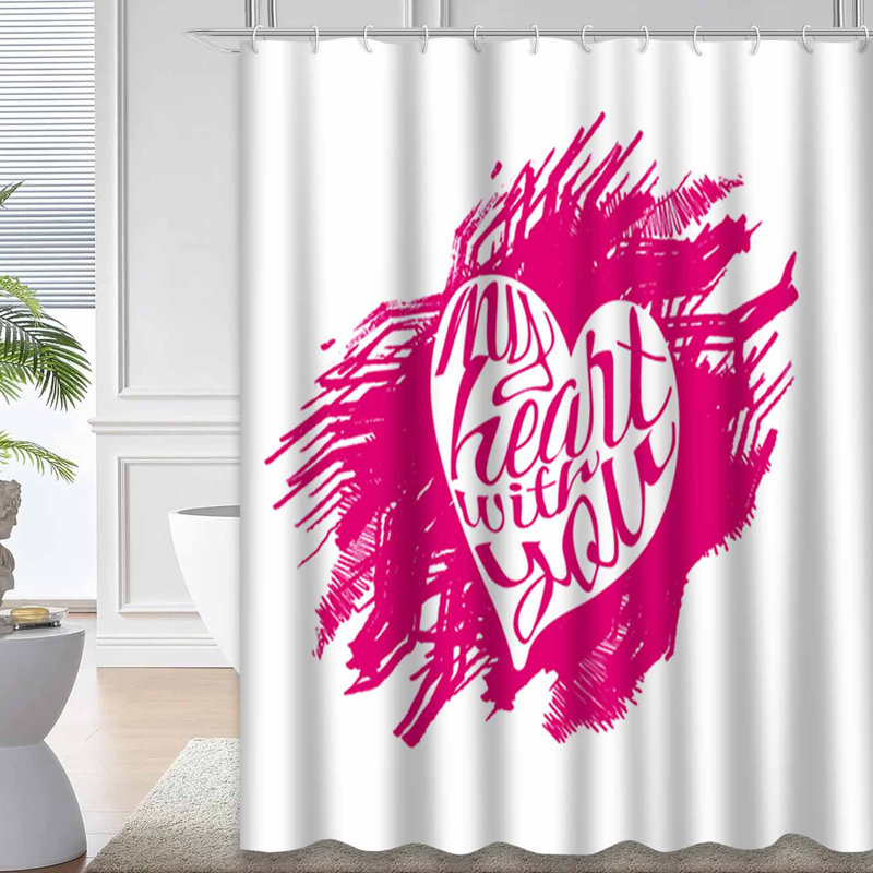 Rideau de douche avec 12 crochets Heart Love Decor, 72" L x 84" W