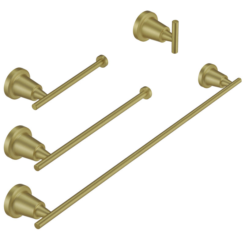 4 - Piece Bathroom Hardware Set, Brushed Gold