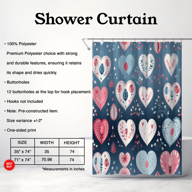 Sweet Design - Premium Shower Curtain, 74"H x 71"W