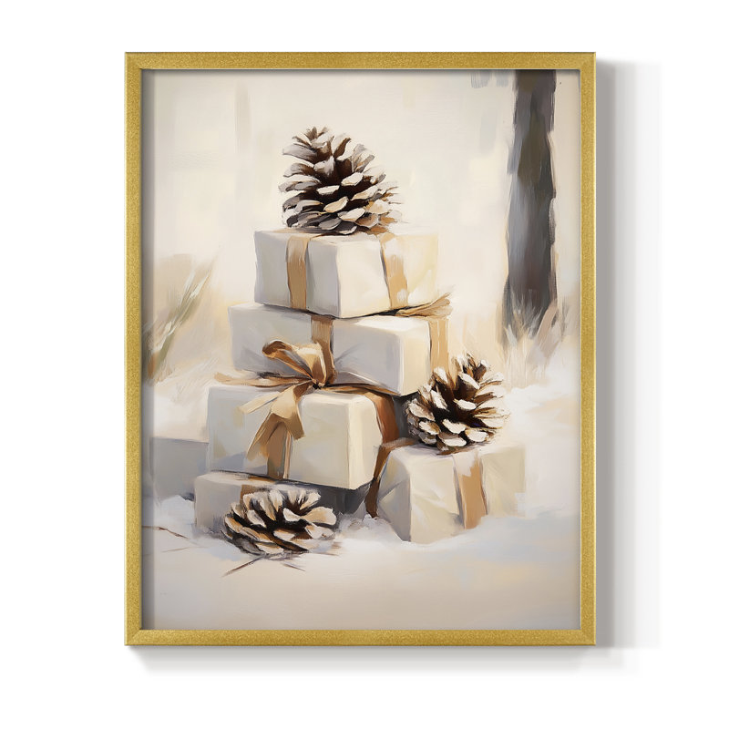 Art des Fêtes de Noël - Série 2 - CECXI, reproduction encadrée - bois massif, H 30 po x l 24 po, Doré
