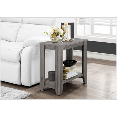 Versatile Grey Laminate Accent Table For Living Room And Bedroom, Sturdy Two-Tier Design With Ample Storage