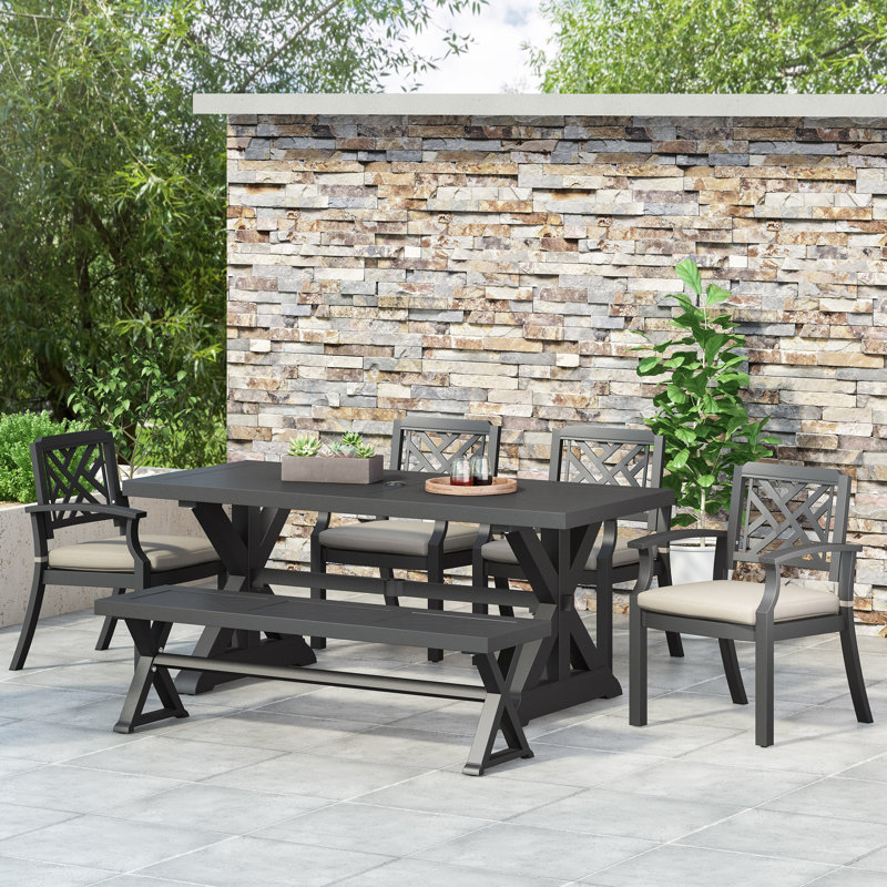 Lizotte 6 - Person Rectangular Outdoor Dining Set