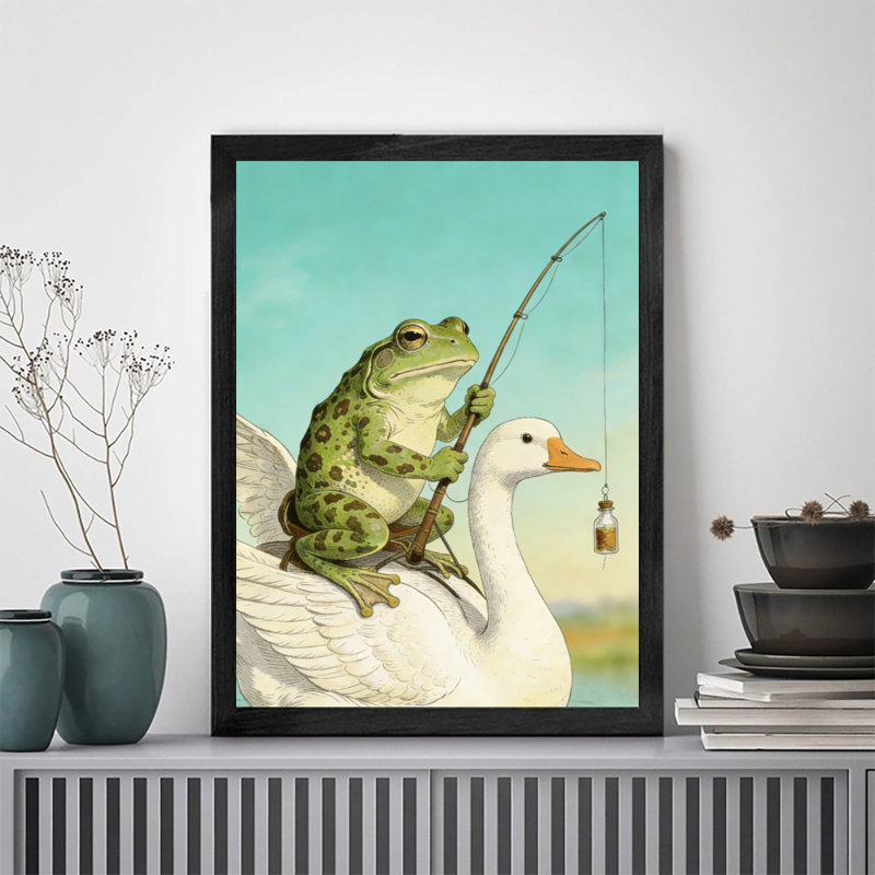 Reproduction d'art fantaisie encadrée noire, H 37 po x l 25 po
