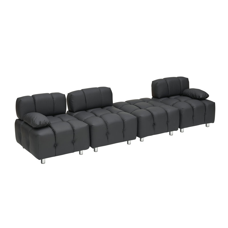 Mazelynn Upholstered L-Shaped Sectional, Black Fabric