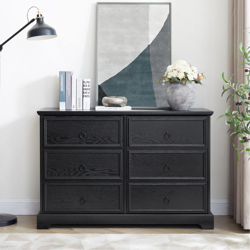 Commode à 6 tiroirs Modern Farmhouse pour chambre à coucher, commode de tiroir de chambre en bois avec 6 tiroirs de rangement, commode à 6 tiroirs pour chambre