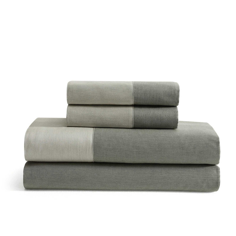 Ensemble de draps Calvin Klein, Ensemble de draps pour grand lit avec 2 taies d'or, Vert