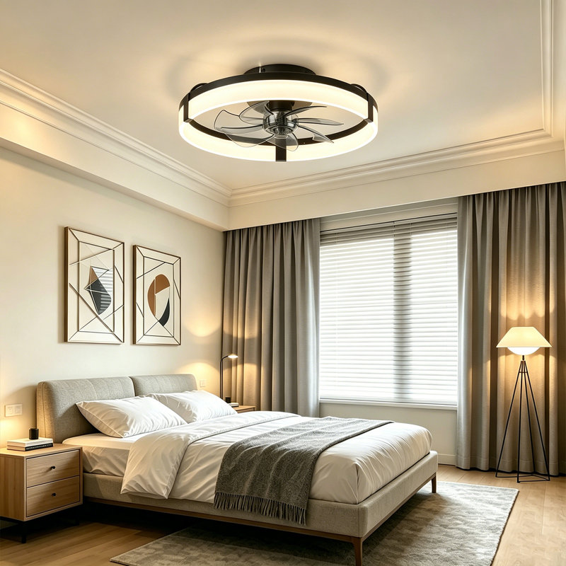 Makaiyla  20" Indoor Crystal Ceiling Fan with Light and Remote & App Control, Matte Black