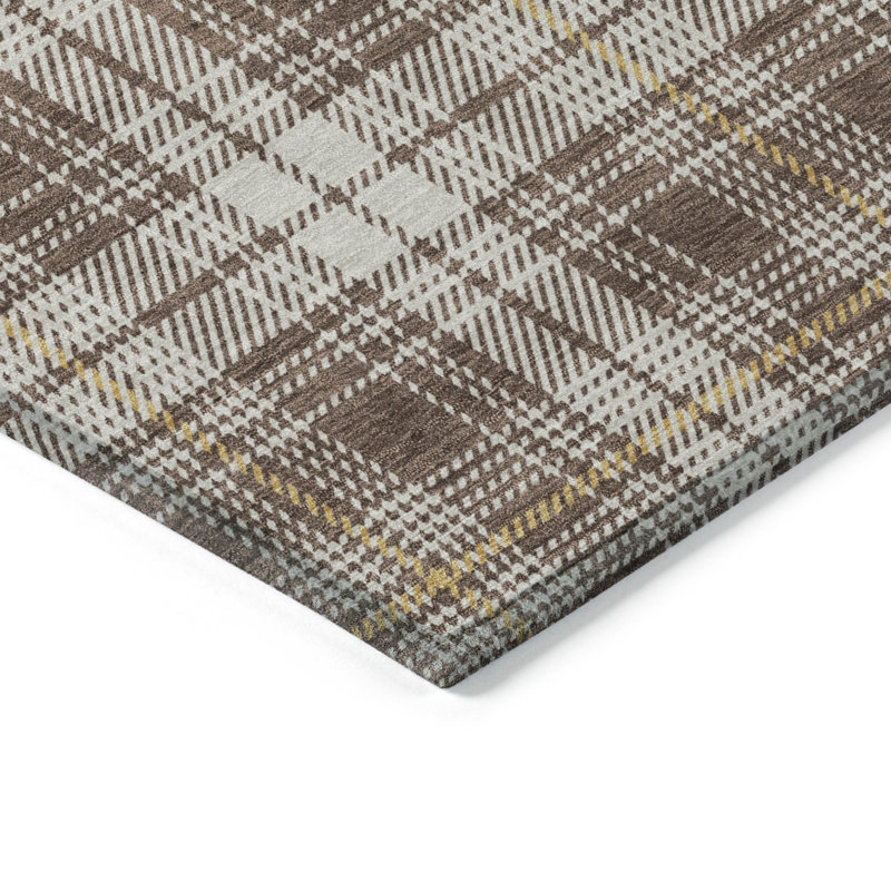  Tapis beige intérieur / extérieur lavable à la machine Chayden ACN993, Tapis de couloir 2 pi 3 po x 7 pi 6 po
