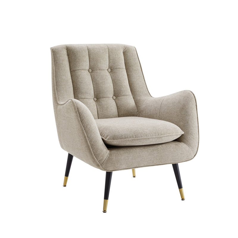 Brianne 30.31'' W Tufted Upholstered Accent Armchair, Beige Linen Blend
