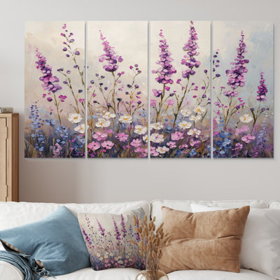 Jacklon - Wildflowers Wall Art - Art mural traditionnel pour le salon, 4 pièces