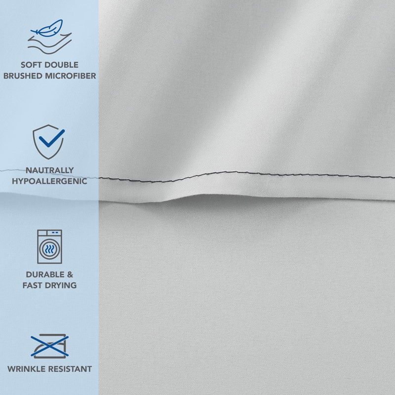 Twin Gray Brushed Microfiber Flat Sheets Set of 6