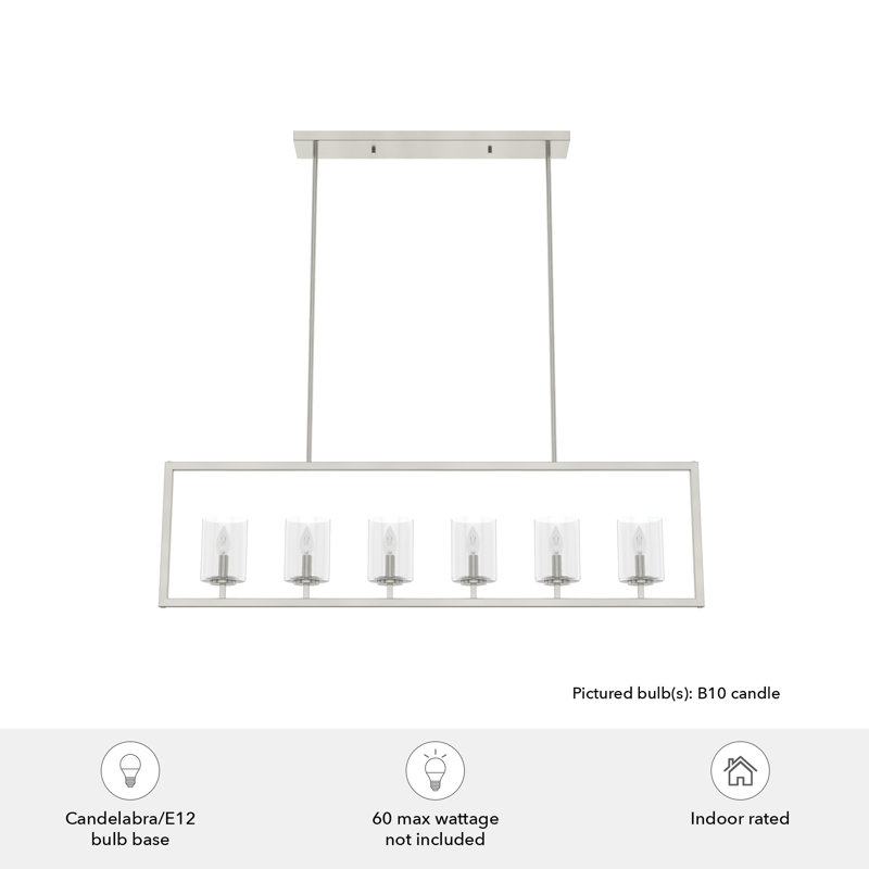 Lustre rectangulaire pour îlot de cuisine à 6 lumières Kerrison