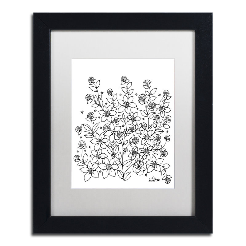 « simple fleur doodle », impression sur toile encadrée, H 14 po x l 11 po x P 0,5 po, Blanc