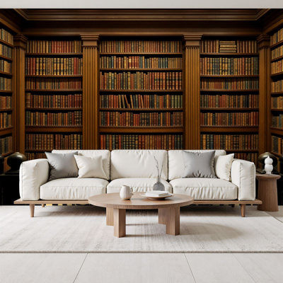 Peel and Stick Wallpaper Classic Wooden Library Bookshelf Bound Books Librarian Bookworm Gifts Wall Murals 69"H x 96"W Removable PVC Wall Paper Self-Adhesive Wall Decor for Bedroom Living Room Home Office