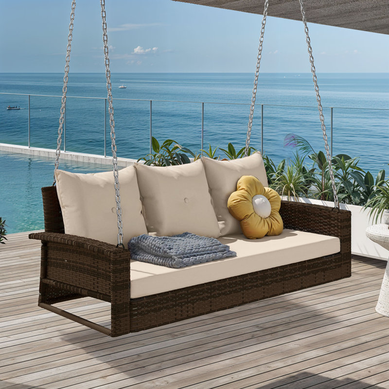 Balancelle Balconera pour 3 personnes avec coussins, Brun / brun
