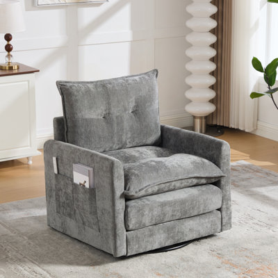 Fauteuil demi-tonneau pivotant avec mousse à mémoire de forme et chenille - rotation à 360 °