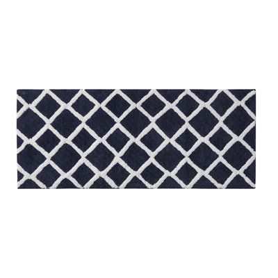 Navy Reversible High Pile Tufted Microfiber Bath Rug (24 In. X 60 In.) | Gift Idea