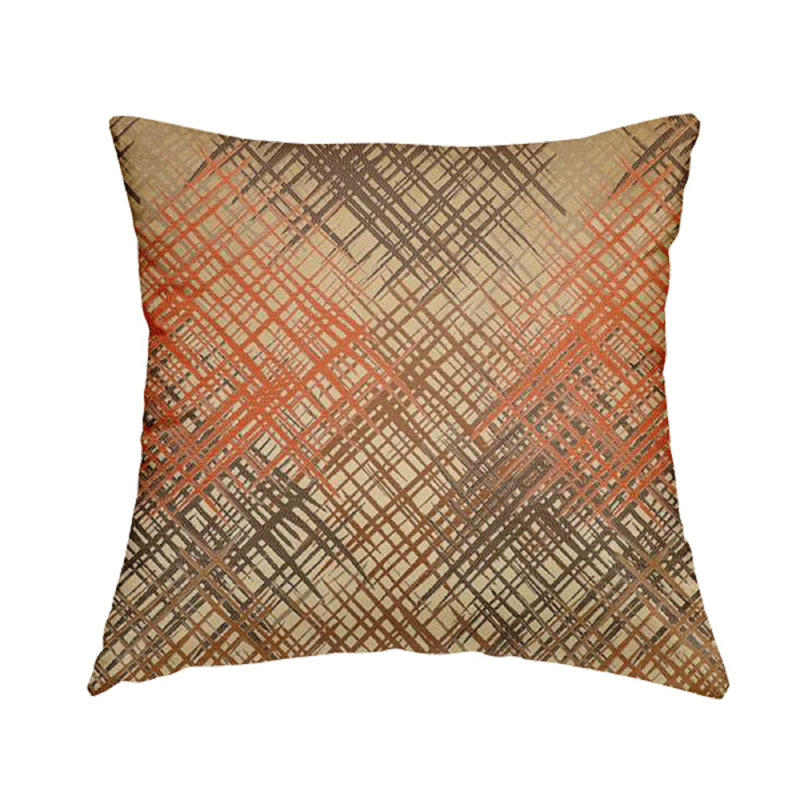 Heald Abstract Rectangular Throw Cushion, 55cm H x 55cm W x 5cm D, Orange/Brown