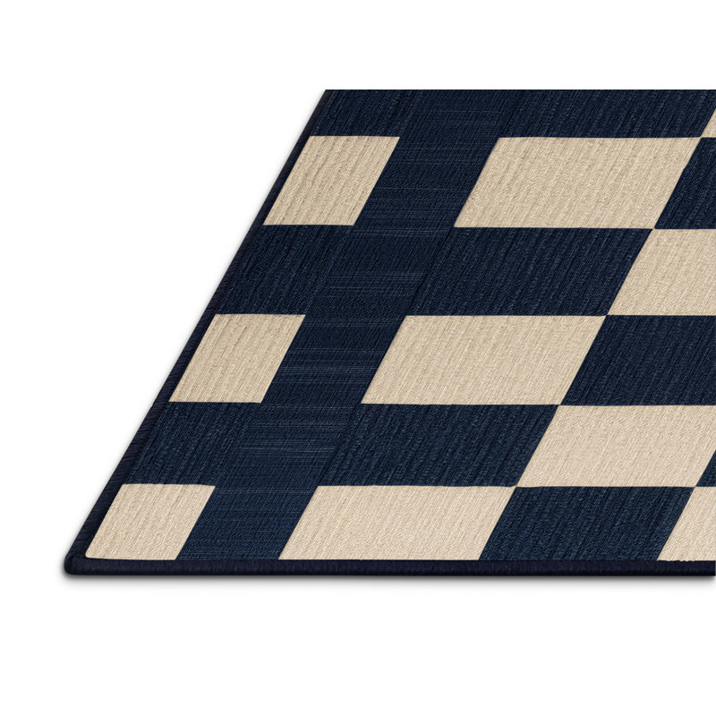 Machine Washable Checkered Gray Area Rug, Square 5'
