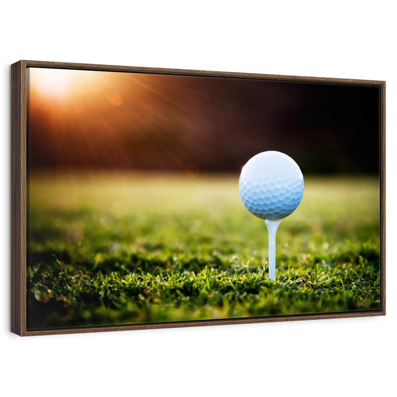 Té de balle de golf, 37 po x 25 po, Cadre flottant noyer