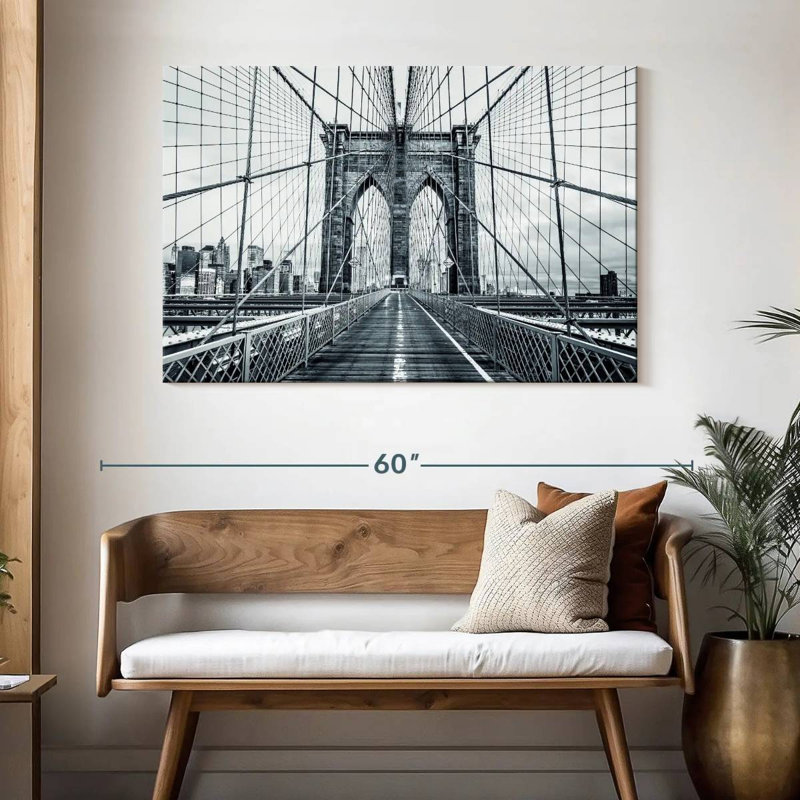 Pont de Brooklyn monochrome, H 32 po x l 48 po