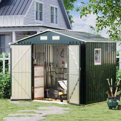 10X12 FT Outdoor Metal Storage Shed with Windows