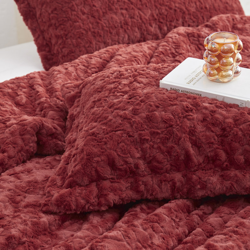 Ensemble d'édredon surdimensionné petit inducteur Coma, Édredon pour très grand lit + 2 très grandes ta, Rouge profond