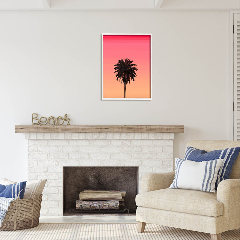 Au-440, giclée sur fond de palmier rouge vif, impression, H 30 po x l 24 po x P 1,5 po, Giclée encadrée blanc bord de mer