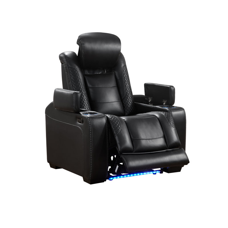 Transformer, 38" Wide Water Resistant Power Recliner Chair With The Adjustable Headrest, Storage & Cupholder In Each Arm (Black Color)