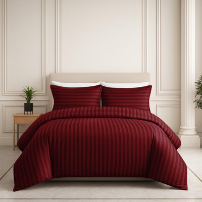 Microfiber Striped Duvet Cover Set with Pillowcases
